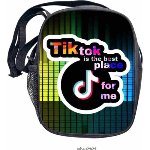 New Tik Tok girl children small square shoulder messenger bag mobile phone bag kids cartoon Tik Tok handbag black