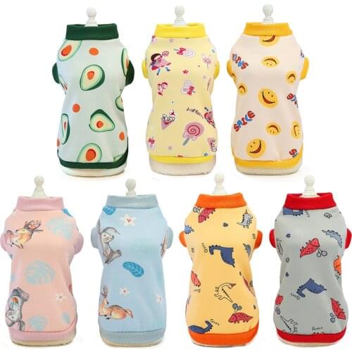 Cartoon Printed Design Cat Clothes Spring Autumn Puppy Sweater Hoodies Cute Kitten Rabbit Animals Shirts Keep Warm Pets Clothing