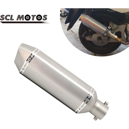 SCL MOTOS 50.8mm Universal Motorcycle Stainless Steel Exhaust Muffler Pipe With DB Killer For FZ6 CBR250 CB600 MT07 R6 R1 ER6N