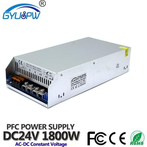 Universal DC24V PFC Switching Power Supply 75A 1800W Driver Transformer 110V 220V AC To DC 24V Power Supplies for LED CNC Print