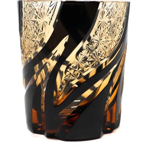 Japanese Edo-Kiriko Cut Glass Style Old Fashioned Whiskey Cup Tumblers, Glassware for Cocktail Scotch, Bourbon, Gin, Voldka
