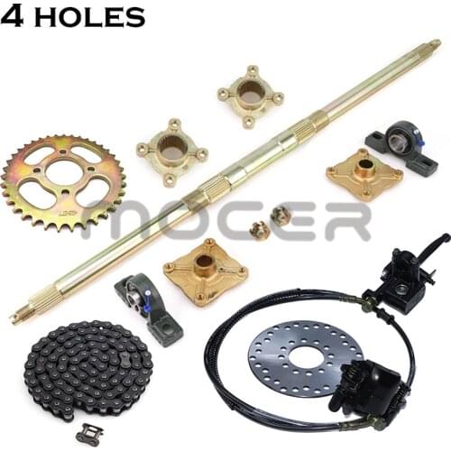 610mm 650mm 710mm 740mm M8*4 Heavy Wheel Hub Rear Axle Assy With 428# 37T Sprocket 160mm Disc Brake With 140L chain Parts