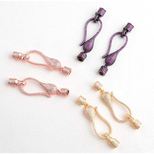 2pc 14.5x50mm Cubic Zirconia 18K Hook Lobster Clasp Cubic Zirconia Clasp DIY Jewely