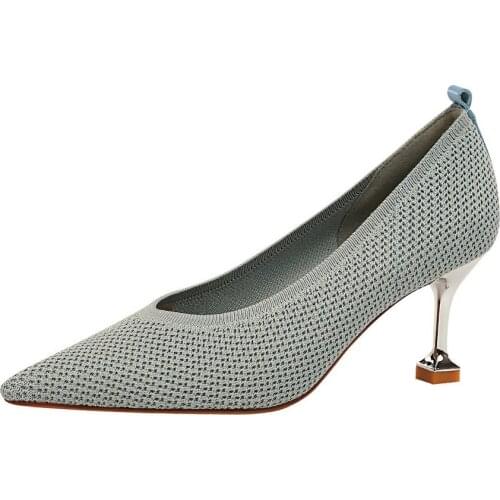 Shoes Women Casual Simple Wool High Heels Knit Shallow Pointed Single Shoes Mixed with Womens Shoes High Heels Single Shoes