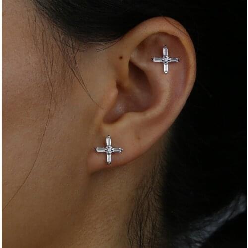 Women Cross Stud Earring In Real Silver Lovers Engagement Stud Earring Jewelry Drop Shipping 925 Sterling Silver Cross Earring