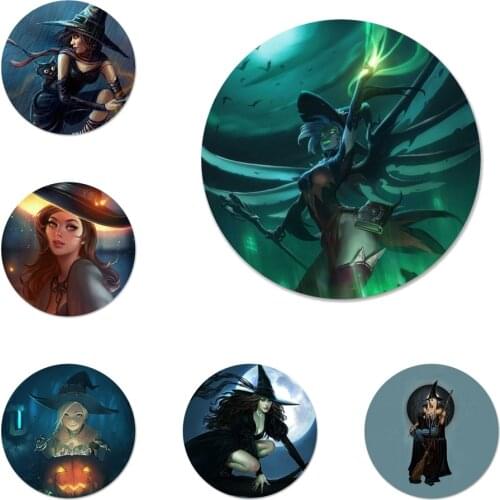 58mm Halloween Witch Icons Pins Badge Decoration Brooches Metal Badges For Backpack Decoration