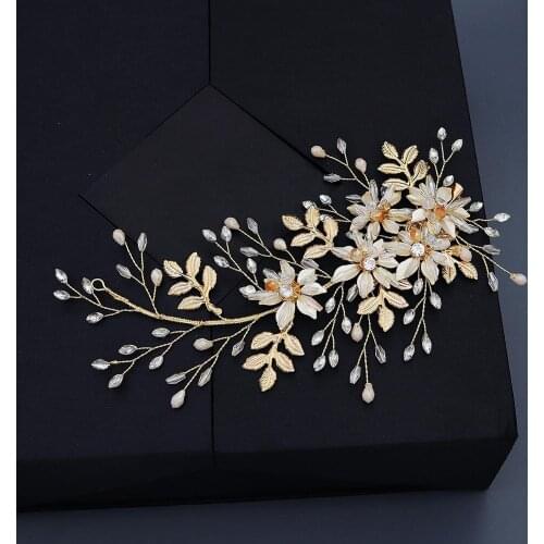 Gold Wedding Pin accessories stunning crystal hand made Jewelry Party Hair Accessories