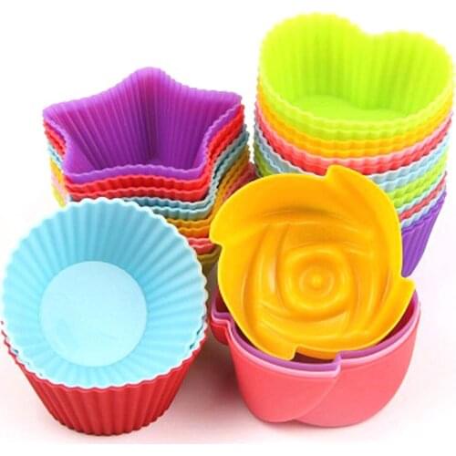 1Pcs Soft Round Silicone Cake Mold fondant decorating Muffin Chocolate Cupcake Liner Baking Cup Mold Color Random