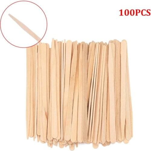 100Pcs Ice Cream Sticks Natural Wooden Sticks Waxing 8.8CM Length Wood DIY Making Handwork Craft Flat head Sticks Kitchen Tools