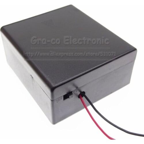 2pcs 2 Pack D Size Battery Case Holder Battery Storage Box With cover with switch Size D