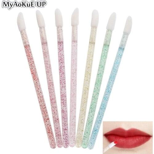 50pcs Lip Gloss Brush Lipstick wands Applicator crystal Lip tint cotton swab Clean Microbrush Portable Eyeshadow Makeup Brushes