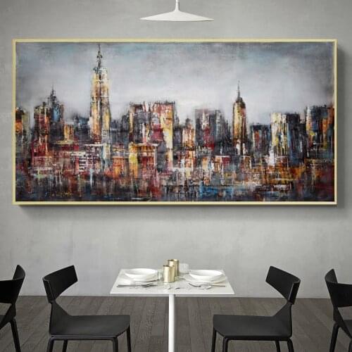 Abstract City Building Landscape Wall Art Canvas Painting Picture Oil Painting Prints Decorative Pictures For Living Room Decor