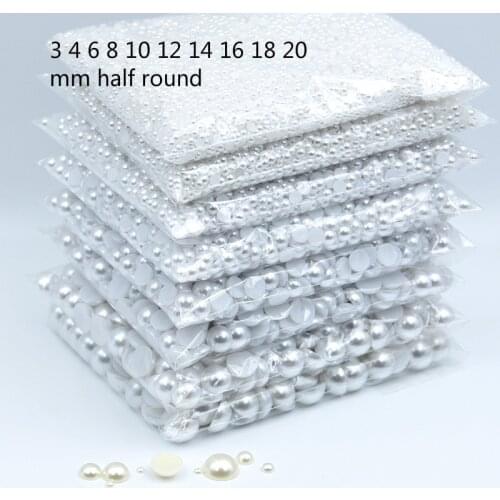 3-20mm Acrylic Half Round Ivory White Pearl Loose Beads Jewelry Making Craft Grament Clothing Headwear Shoes Bags Hats Accessory