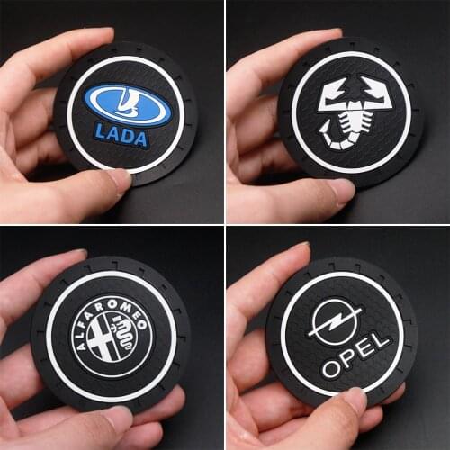 2pcs 2.83 inch Car Logo Cup Holder Silicone Coaster For Mazda Benz Peugeot Chevrolet Audi BMW Honda NISSAN SUZUKI Toyota Ford