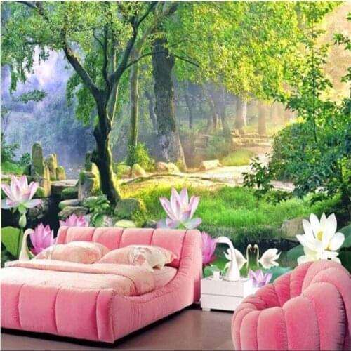 Beibehang Large Custom Wallpaper Fresco Lotus 3D Living Room Bedroom TV Wall Decorative Wall photo wall mural