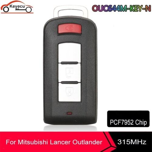 KEYECU 315MHz ID46 PCF7952 Chip OUC644M-KEY-N 2+1 3 Button Remote Key Fob for Mitsubishi Lancer Outlander with Uncut Blade