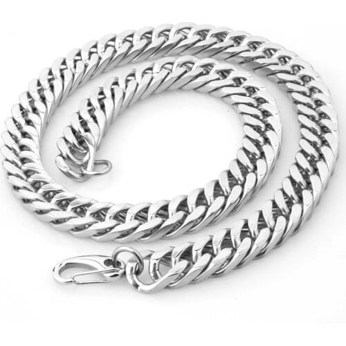 17mm Chain For Men Stainless Steel Necklace Chain Heavy Curb Cuban Link Chain Necklace Jewelry 7inch-40inch