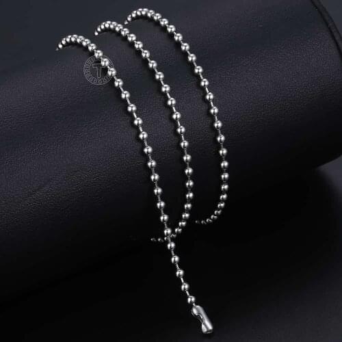 Gold Silver Color Ball Bead Chain Necklace For Women Men 2 3 mm Stainless Steel Necklace Link 18-24inch Wholesale Jewelry LKN00