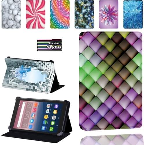 Tablet Case for Alcatel OneTouch Pixi 3 7"/8"/10"/Pixi 4 7" Fold Folio Stand Bracket Flip Leather Cover + Stylus