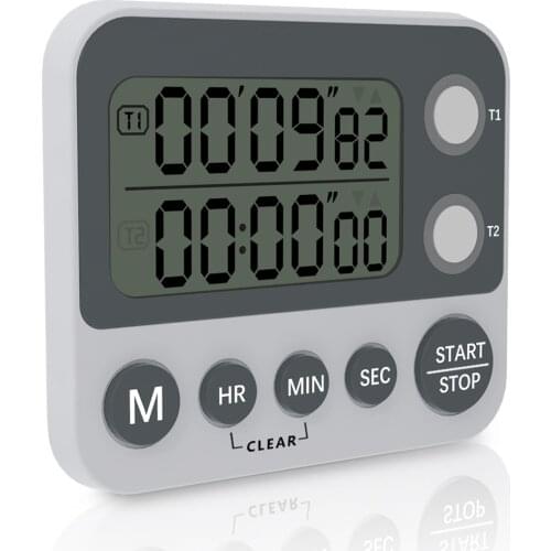 2.3inch LCD Screen Digital Kitchen Dual Timer Cooking Timer Stopwatch Loud Alarm Count-Up & Count Down Timer Adjustable Volume