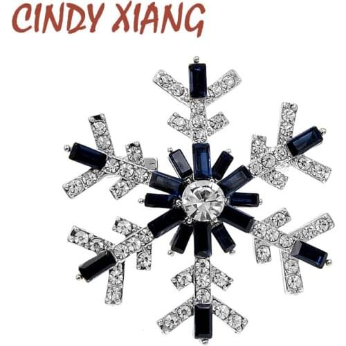 CINDY XIANG Rhinestone Snowflake Brooches For Women Winter Design Sweater Pin Brooch