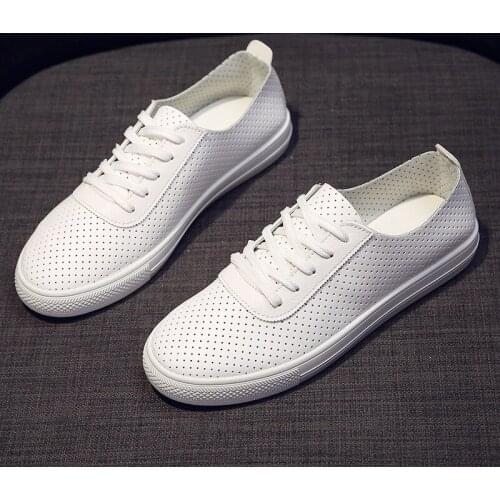 Breathable womens net shoes, womens PU white shoes, flat shoes, lightweight and comfortable, breathable womens sandals