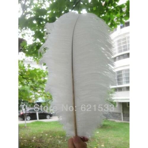 EMS freeshipping 200pcs/lot High quality white Natural OSTRICH FEATHERS 16-18inch 40-45cm