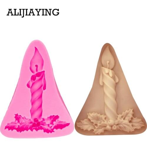 M1376 Candle and leaf shape mould DIY Cake Silicone Fondant Mold Cake Decorating tools Chocolate Sugar Craft Resin Clay Mold