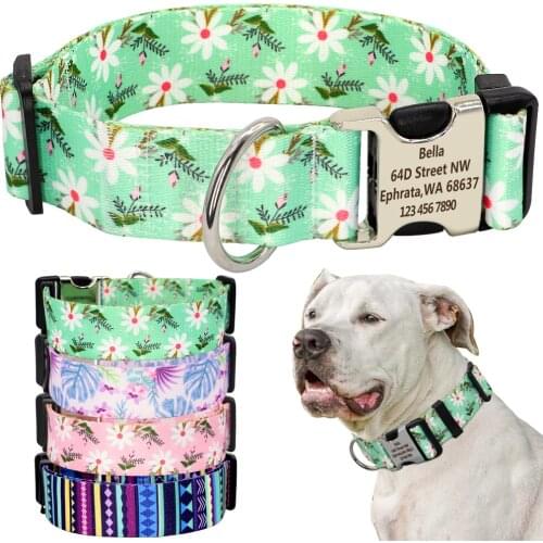 Personalized Dog Collar Wide Fashion Printed Pet Collar Customized Pet Dog Collars Perro For Medium Large Dogs Free Engraved