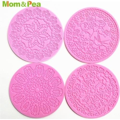KCL538 Round Lace Pad Silicone Mold Sugar Paste Fondant Cake Decoration 3D Mould