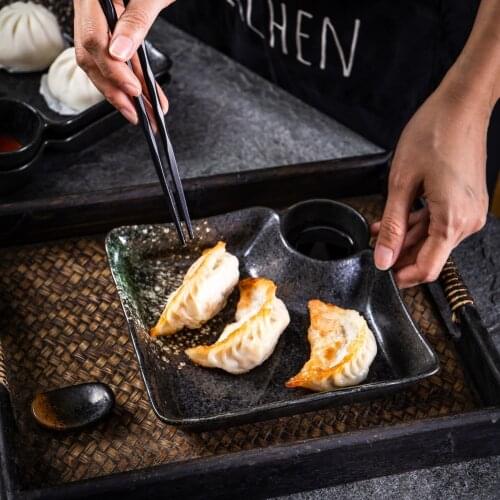Commercial Japanese-style divided sushi dish with dip sauce grid cold dish snack dish retro jiaozi snack dish sashimi grid