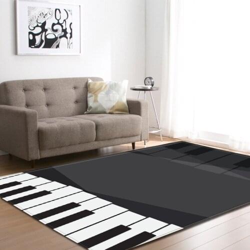Nordic Style Living Room Home Decoration Carpets White & Black Piano Keyboard Notes Soft Flannel Bed Room Floor Mats Carpet Rugs