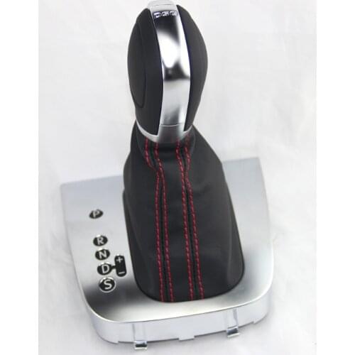 Leather Red Stitch AT DSG Gear Shift Knob Lever Cover Fit For Golf 6 MK6