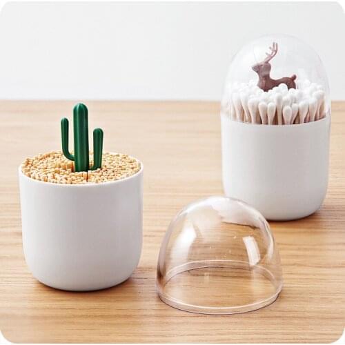 Nordic creative cartoon toothpick bucket household living room cotton swab storage box toothpick holder cute toothpick box