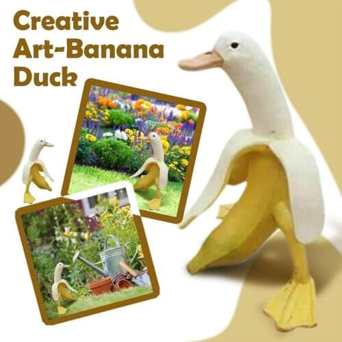 Garden Ornaments Art Banana Yellow Duck Yard Childlike Home Figurine Decoration Garden Outdoor