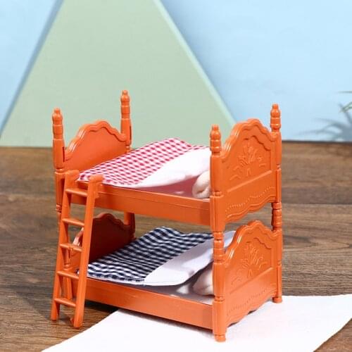 Doll House Mini Bedroom Children Mini Double Bed Furniture Scene Toy Doll House Decor Simulation Toy