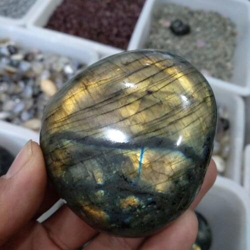120g LABRADORITE Polished Palm Stone Healing Reiki - Madagascar