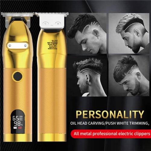 Gold Skeleton Cordless Trimmer LCD Power Display Hair Clipper for Men USB Rechargeable Electric Hair Trimmers SAL99