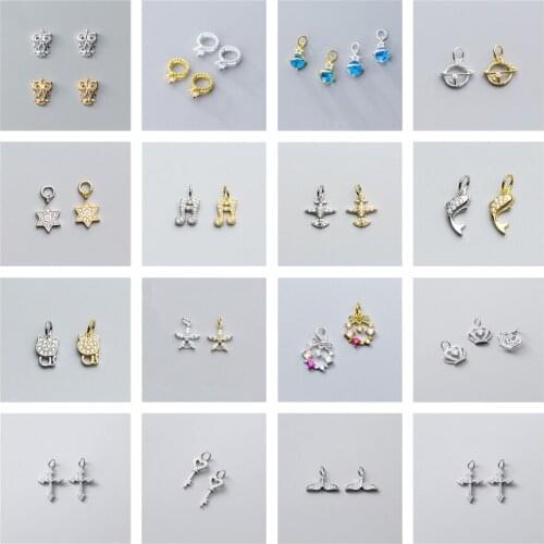 MEETSOFT Romantic 925 Sterling Silver Zircon Charms of DIY Handmade Jewelry Necklace Deocration Accessory Gift