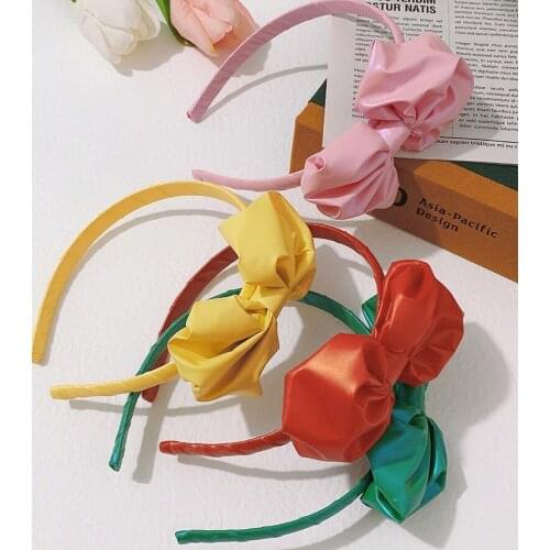 Boutique 12pcs Fashion Cute Glossy Bow Hairbands Solid Bowknot Hard Headbands Princess Headwear Hair Accessories for Girls