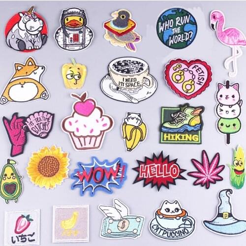 Cartoon Patch Embroidered Patches For Clothing Iron On Patch On Clothes Cute Animal Custom Patches On Jeans Stripe Stickers DIY