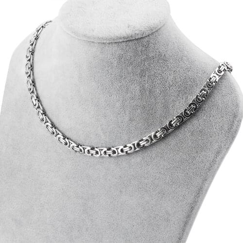 Never Fade Stainless Steel Men women Necklace 6.5MM High Quality Link Byzantine imperial Chain Necklaces Jewelry Gift Wholesale