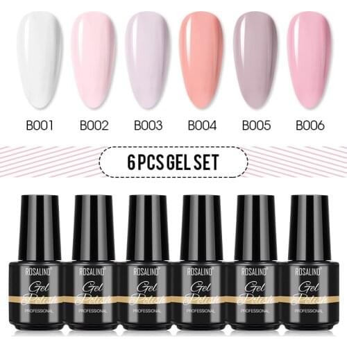 ROSALIND 6PCS/Kit Gel Polish Set Manicure Nail Polish Art Design Soak Off Semi Permanent Gel Lacquer Need Base Top Primer