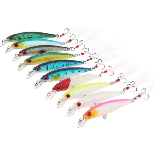 10pcs/lot Fishing Lure Suit 9cm 8g Minnow Artificial Fish Hard Bait Plastic Fishing Tackle Fishing Accessories for Bass Carp