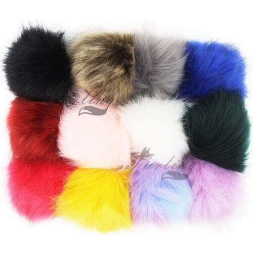 Furling DIY 12 PCS Fluffy Faux Fox Fur Pom pom Ball 12cm Handbag Car Keychain Accessories without Keychain
