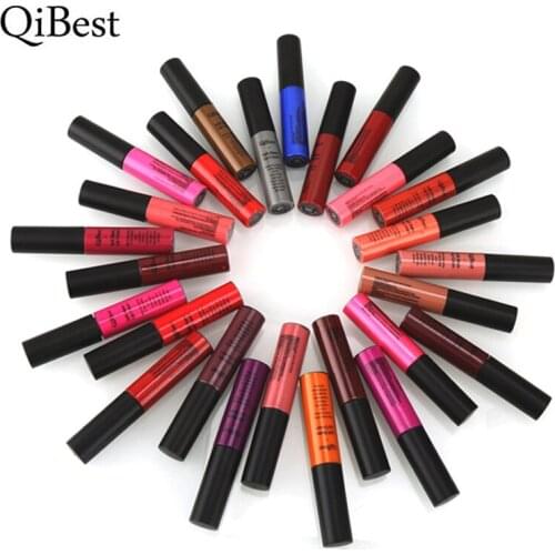 QiBest 272Pcs/lot Wholesale Waterproof Elegant Daily Color Liquid Lipstick Matte Smooth Lip Stick Lipgloss Long Lasting Batom