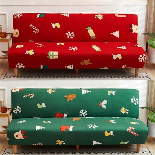 Christmas Sofa Slipcover Universal Elastic Sofa Cover for Living Room Stretch Non-slip Couch Cover Armless Sofa Bed Cover