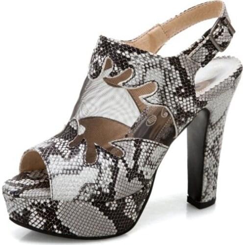 Zapatos De Mujer 2021 Plus Size 34-50 Leather Gladiator Sandals Women Peep Toe Sexy High Heels Platform Wedding Party Shoes 33-1