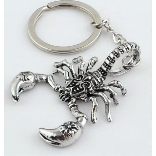 Silver Black Cool Scorpion Animal Pendant Key Chain Stainless Steel Exquisite Fashion Punk Keychain Men Jewelry Birthday Gift