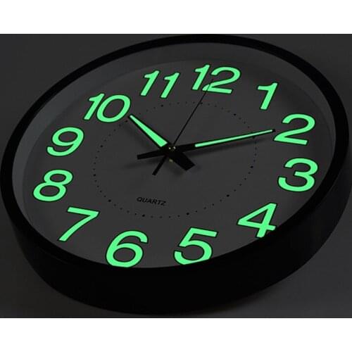 12 Inch 30 CM Luminous Wall Clock Glow In The Dark Quartz Watch for Kids Rooms Bedroom Living Room Hanging Clock Home Decoration